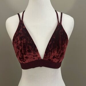PINK Victoria's Secret Velvet Bralette in Burgundy Crushed Velvet, Sz S